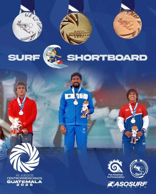 Medallistas de la Shortboard Masculino: Oro para @the_pink_panther14 de @fesasurf , Plata para @kaigalegrani de @surf_aps y Bronce para @axel_castro13 de @fedesurfcr 

@jcaguatemala2025 @canocsport @centrocaribesports @panamsports @odeboprensa @odeboprensa @karin_sierralta @acodepaoficial @santodomingo2026 @bolivarianos2025 @juegosolimpicos